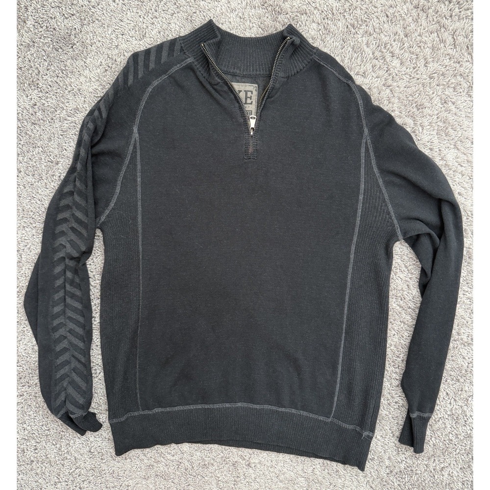 BKE Men's Size XXL Washed Black  Knit Quarter Zip Long Sleeve Sweater